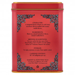 Harney & Sons, черный чай, клубника и ваниль, 20 пакетиков, 40 г (1,4 унции) в Москве - eco-herb.ru | фото