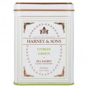 Harney & Sons, Classic Collection, зеленый чай с цитроном, 20 пакетиков, 40 г (1,4 унции) - описание