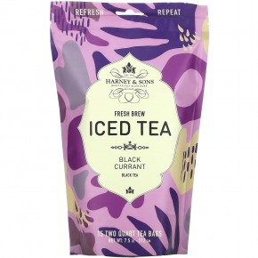 Harney & Sons, Fresh Brew Iced Tea, чай со льдом из черной смородины, 15 чайных пакетиков, 212 г (7,5 унции) - описание