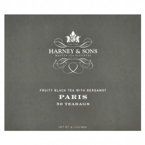 Harney & Sons, Фруктовый черный чай с бергамотом, Париж, 50 чайных пакетиков, 90 г (3,17 унции) - описание | фото