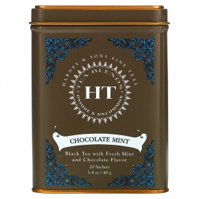 Harney & Sons, HT Tea Blend, со вкусом шоколада и мяты, 20 чайных саше, 40 г (1,4 унции) - описание