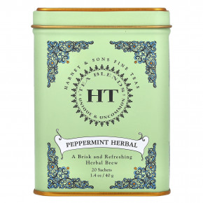 Harney & Sons, HT Tea Blends, травяная перечная мята, без кофеина, 20 пакетиков, 40 г (1,4 унции) - описание