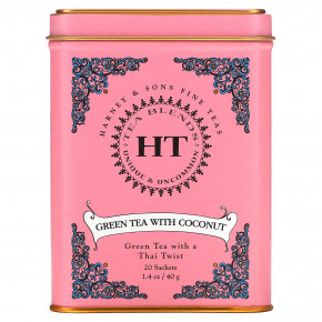 Harney & Sons, HT Tea Blends, зеленый чай с кокосом, 20 чайных пакетиков, 40 г (1,4 унции) в Москве - eco-herb.ru | фото