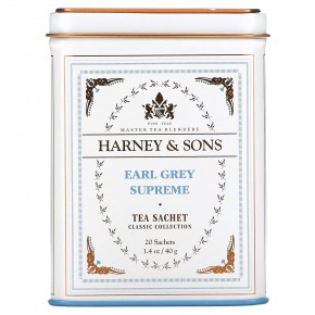 Harney & Sons, Качественные сорта чая, эрл грей Supreme, 20 саше, 40 г (1,4 унции) - описание