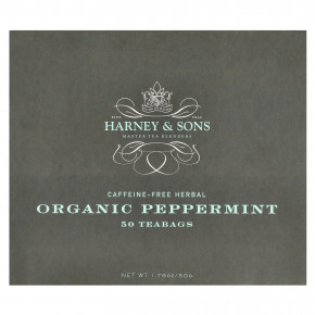 Harney & Sons, Органический травяной чай с перечной мятой, без кофеина, 50 чайных пакетиков, 50 г (1,76 унции) - описание | фото