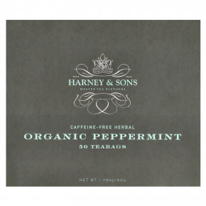 Harney & Sons, травяной чай, органическая перечная мята, без кофеина, 50 чайных пакетиков, 50 г (1,76 унции) - подробнее Harney & Sons, травяной чай, органическая перечная мята, без кофеина, 50 чайных пакетиков, 50 г (1,76 унции) - описание
