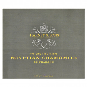 Harney & Sons, Травяной чай с египетской ромашкой, без кофеина, 50 чайных пакетиков, 20 г (0,7 унции) - описание | фото