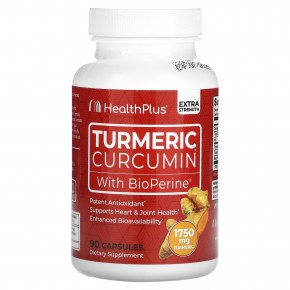 Health Plus, Turmeric Curcumin With BioPerine, Extra Strength, 90 Capsules в Москве - eco-herb.ru | фото