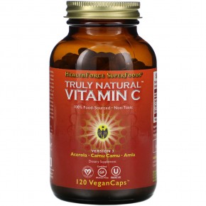 HealthForce Superfoods, Витамин C Truly Natural, 120 капсул VeganCaps - описание