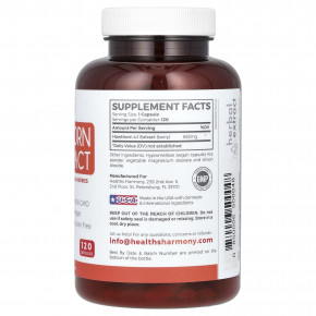 Healths Harmony, экстракт боярышника, 4:1, 120 капсул (665 мг в 1 капсуле) в Москве - eco-herb.ru | фото