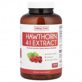 Healths Harmony, Экстракт боярышника 4: 1, 2660 мг, 180 капсул - описание | фото