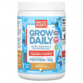 Healthy Heights, Grow Daily, Whey Protein & Nutrition Mix, For Kids 3+, Vanilla, 10.6 oz (301 g) в Москве - eco-herb.ru | фото