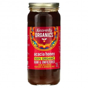 Heavenly Organics, 100% органический акациевый мед, необработанный и нефильтрованный, 624 г (22 унции) в Москве - eco-herb.ru | фото