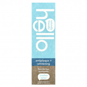 Hello, отбеливающая зубная паста без фторида против зубного налета, натуральная перечная мята, 133 г (4,7 унции) в Москве - eco-herb.ru | фото