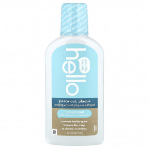 Hello, Peace Out, средство для полоскания рта от зубного налета, против гингивита и зубного налета, натуральная мята, 473 мл (16 жидк. Унций) - описание | фото