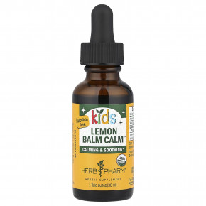 Herb Pharm, Kids Lemon Balm Calm™, успокаивающая мелисса для детей, без спирта, 30 мл (213 мг в 1 порции) - описание | фото