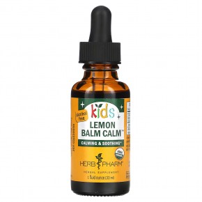 Herb Pharm, Kids Lemon Balm Calm™, успокаивающее средство для детей, без спирта, 213 мг, 30 мл (1 жидк. унция) - описание | фото