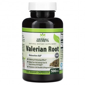 Herbal Secrets, Valerian Root, 500 mg, 120 Veggie Capsules в Москве - eco-herb.ru | фото
