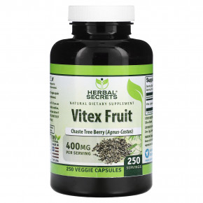 Herbal Secrets, Vitex Fruit, 400 мг, 250 растительных капсул - описание | фото