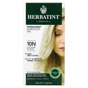 Herbatint, стойкая гель-краска для волос, 10N, платиновый блонд, 135 мл (4,56 жидк. унции) - описание
