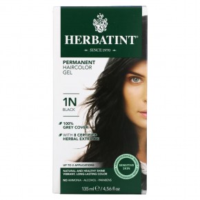 Herbatint, Permanent Haircolor Gel, 1N, Black, 4.56 fl oz (135 ml) в Москве - eco-herb.ru | фото