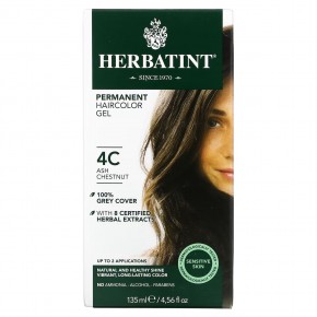 Herbatint, стойкая гель-краска для волос, 4C, пепельный каштан, 135 мл (4,56 жидк. унции) - описание