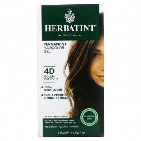 Herbatint, Стойкая гель-краска для волос, 4D, золотистый каштан, 135 мл (4,56 жидк. Унции) в Москве - eco-herb.ru | фото