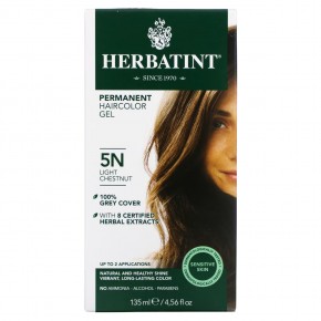Herbatint, Перманентная краска-гель для волос, 5N, светлый каштан, 4,56 жидкой унции (135 мл) - описание