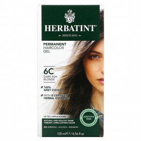 Herbatint, Стойкая гель-краска для волос, 6C, темный пепельный блондин, 135 мл (4,56 жидк. унции) - описание