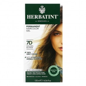 Herbatint, 7D, стойкая гель-краска для волос, золотой блонд, 135 мл (4,56 жидк. унции) - описание