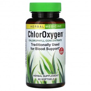 Herbs Etc., ChlorOxygen, концентрат хлорофилла, 60 быстродействующих мягких капсул - описание