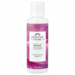Heritage Store, IPSAB™, зубной порошок, перечная мята, 113 г (4 унции) - описание | фото
