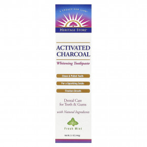 Heritage Store, Отбеливающая Зубная Паста с Активированным Углем , Свежая Мята, 5,1 унции (145 г) (Товар снят с продажи) в Москве - eco-herb.ru | фото