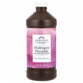 Heritage Store, отбеливающий ополаскиватель для рта с перекисью водорода, освежающий эвкалипт и мята, 473 мл (16 жидк. унций) - описание | фото