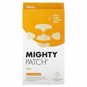 Hero Cosmetics, Mighty Patch, для лица, для жирной, комбинированной кожи, 5 гидроколлоидных патчей - описание