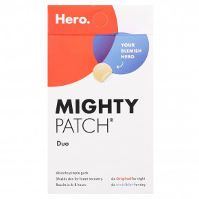 Hero Cosmetics, Mighty Patch Duo, 6 оригинальных + 6 невидимых патчей - описание