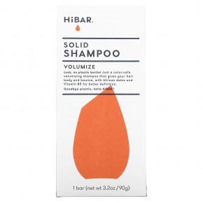 HiBAR, Твердый мыльный шампунь, для увеличения объема, 1 шт., 90 г (3,2 унции) - описание