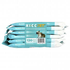 HICC Pet, чувствительные салфетки для анальной железы, для собак и кошек, с кокосом, 6 упаковок по 20 салфеток - описание | фото
