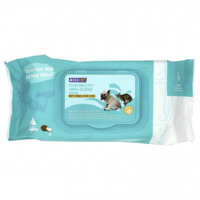 HICC Pet, Flushable салфетки для анальной железы, для собак и кошек, кокос, 100 салфеток - описание | фото