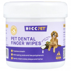 HICC Pet, салфетки для зубов, для собак и кошек, арахисовое масло, 50 шт. - описание | фото