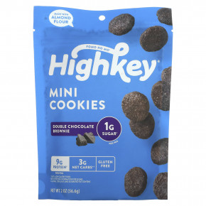 HighKey, Mini Cookies, двойной шоколадный брауни, 56,6 г (2 унции) - описание