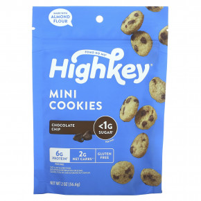 HighKey, Mini Cookies, шоколадная крошка, 56,6 г (2 унции) - описание