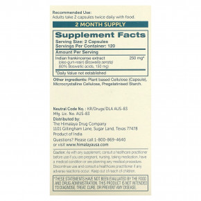 Himalaya, босвеллия, 240 вегетарианских капсул (125 мг в 1 капсуле) в Москве - eco-herb.ru | фото