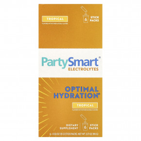 Himalaya, PartySmart®, электролиты, тропические фрукты, 6 упаковок в стиках по 15 г (0,53 унции) в Москве - eco-herb.ru | фото