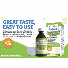 Homeolab USA, Kids Relief, сироп от кашля и простуды, для детей 0–12 лет, 100 мл (3,4 жидк. унц.) в Москве - eco-herb.ru | фото