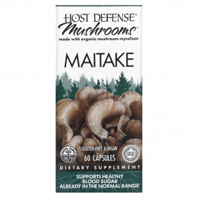 Host Defense, Mushrooms ™, майтаке, 60 капсул - описание