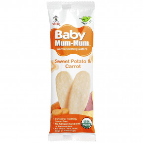 Hot Kid, Baby Mum-Mum®, печенье для прорезывания зубов, батат и морковь, 12 упаковок по 2 печенья в Москве - eco-herb.ru | фото