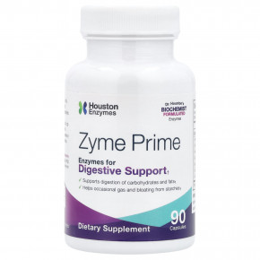 Houston Enzymes, Zyme Prime, добавка с ферментами для поддержки пищеварения, 90 капсул - описание | фото