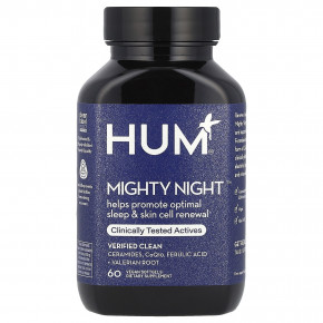 HUM Nutrition, Mighty Night ™, керамиды, коэнзим Q10, феруловая кислота и корень валерианы, 60 веганских мягких таблеток в Москве - eco-herb.ru | фото