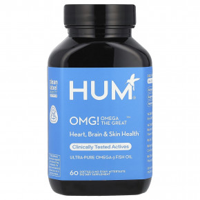 HUM Nutrition, OMG! Omega The Great™, сверхчистый рыбий жир с омега-3, 60 мягких таблеток - описание | фото